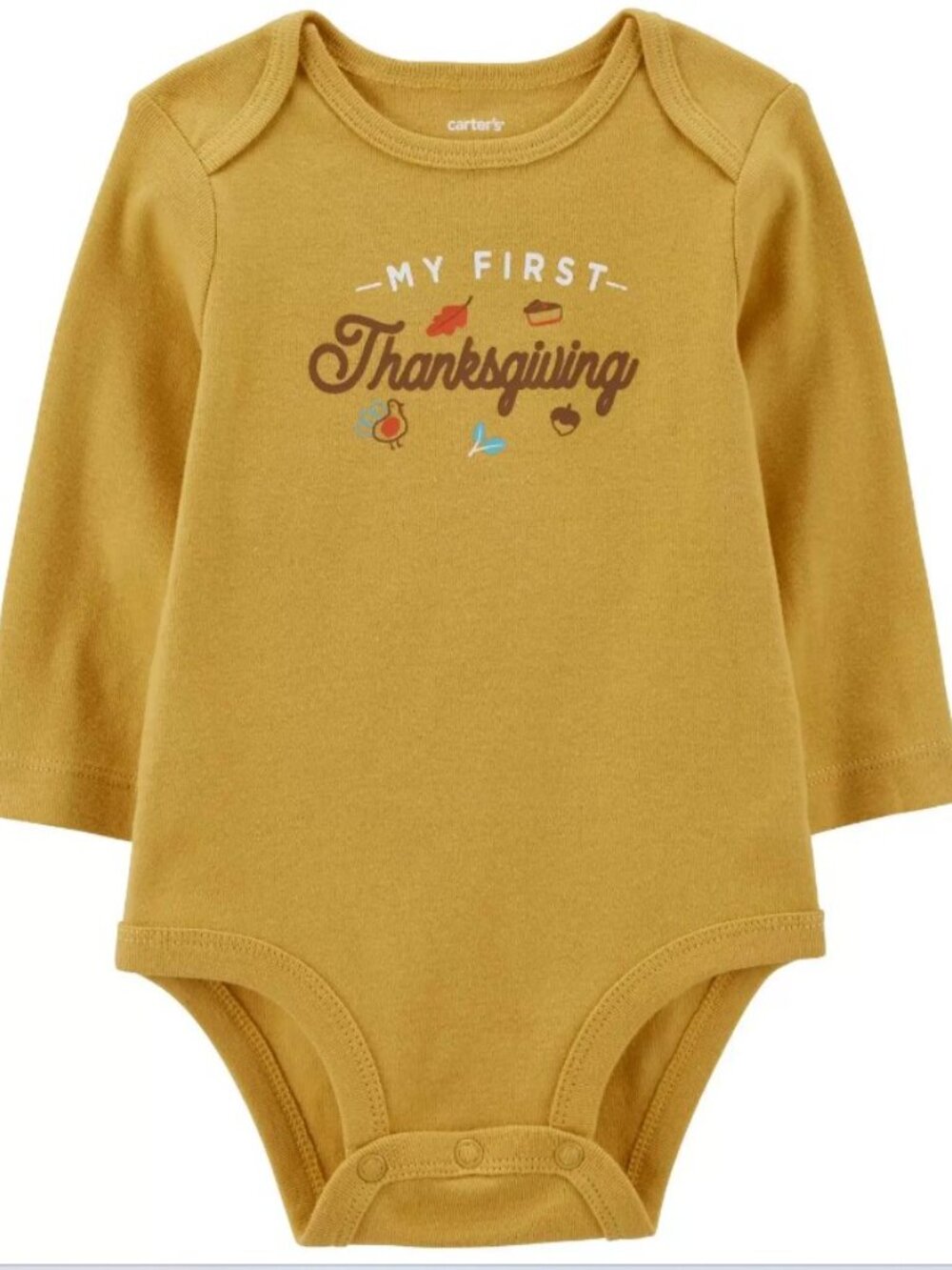 Carter's Unisex Baby My First Thanksgiving Gold Long Sleeve Bodysuit NWT